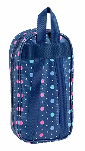 Safta -  Plumier Mochila Con 4 Estuches y útiles Dots Blue Oficial, 120x50x230mm