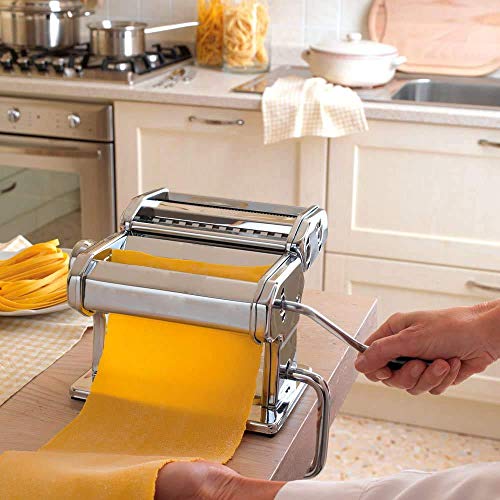 Sailnovo Máquina Pasta Fresca, Máquina de Cortador de Pasta de Acero Inoxidable, Máquina de Rodillos Para Casa Cocina Fabrica de Fideos Frescos de Masa Tagliatelle de Lasaña de Espaguetis