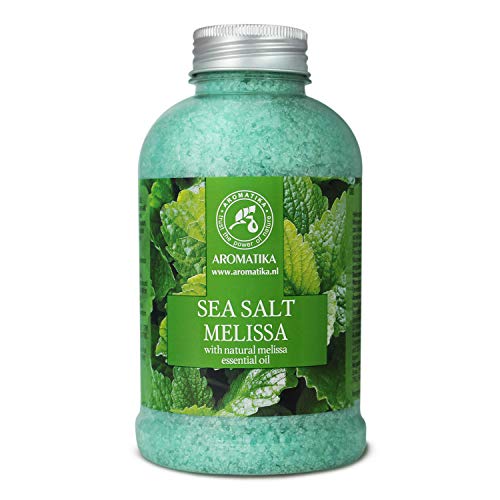 Sales de Baño Melissa 600g - con Aceite Esencial Natural Melissa - Mejor para un Buen Sueño - Alivio para el Estrés - Belleza - Relajante - Baño - Cuidado Corporal