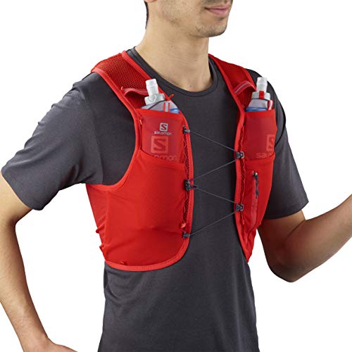 SALOMON ADV Hydra Vest 4 Chaleco de hidratación 4L, 2 Botellas SoftFlask 500 ml Incluidas, Unisex-Adult, Rojo, L