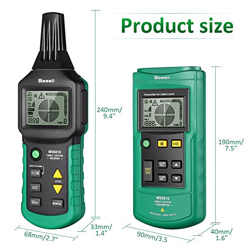 Seesii MS6818 - Detector de cables de teléfono portátil para localizador de cables subterráneos, detector de cables profesional (no incluye batería AAA)