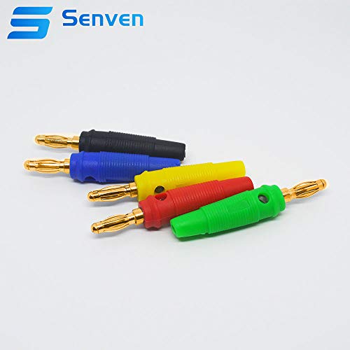 Senven 25 piezas de 4 mm Conector para Banana Speaker, Banana Connector Gold plated, 4 mm Connector Audio Cable Speaker, enchufe banana altavoz av. (tipo A) - 5 colores.