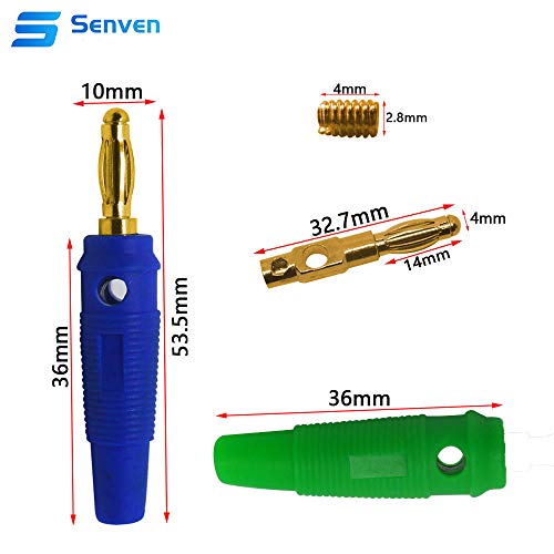 Senven 25 piezas de 4 mm Conector para Banana Speaker, Banana Connector Gold plated, 4 mm Connector Audio Cable Speaker, enchufe banana altavoz av. (tipo A) - 5 colores.