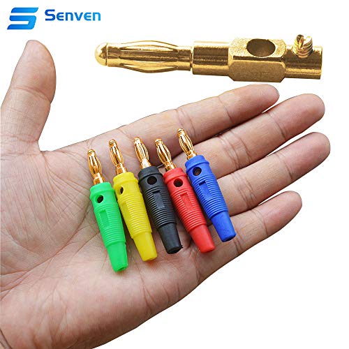 Senven 25 piezas de 4 mm Conector para Banana Speaker, Banana Connector Gold plated, 4 mm Connector Audio Cable Speaker, enchufe banana altavoz av. (tipo A) - 5 colores.