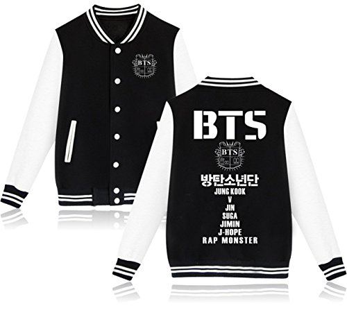 SERAPHY Unisex Sudadera Ropa Chaqueta de Beisbol para Army Suga Jin Jimin Jung Kook J-Hope Rap-Monster V Negro XXS