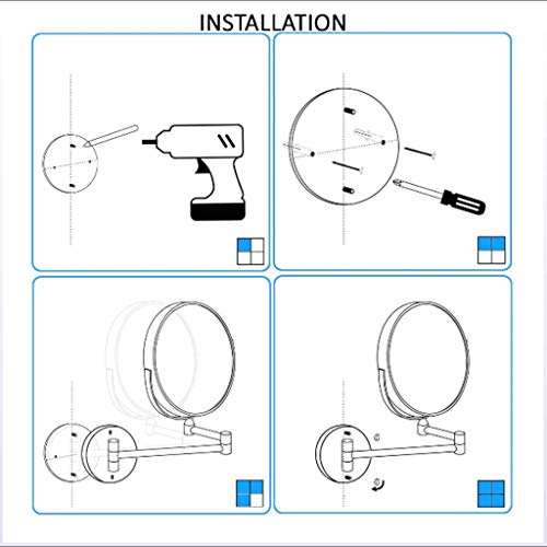 SGSG Espejo de Maquillaje montado en la Pared Aumento de 10x, Espejo de Maquillaje de Doble Cara de 8 Pulgadas para baño, Extensible para Maquillaje de Afeitado, Bronce frotado con Aceite