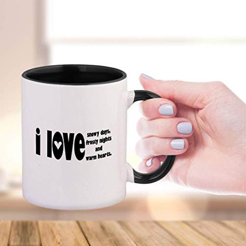 SHALLY Black Love Snowy Days Frosty Night Warm Hearts Ceramic Cup Colored Mug - Black