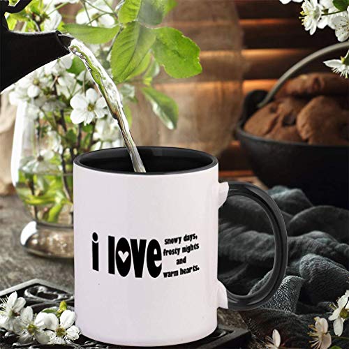 SHALLY Black Love Snowy Days Frosty Night Warm Hearts Ceramic Cup Colored Mug - Black