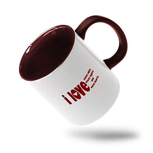 SHALLY Maroon Love Snowy Days Frosty Night Warm Hearts Ceramic Cup Colored Mug - Maroon