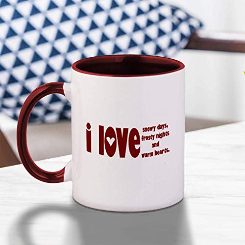 SHALLY Navy Love Snowy Days Frosty Night Warm Hearts Ceramic Cup Colored Mug - Blue