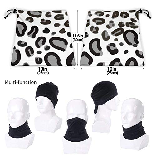 shenguang Microfiber Neck Warmer Leopard Print Greyscale Neck Gaiter Tube Ear Warmer Headband Scarf Face Mask Balaclava