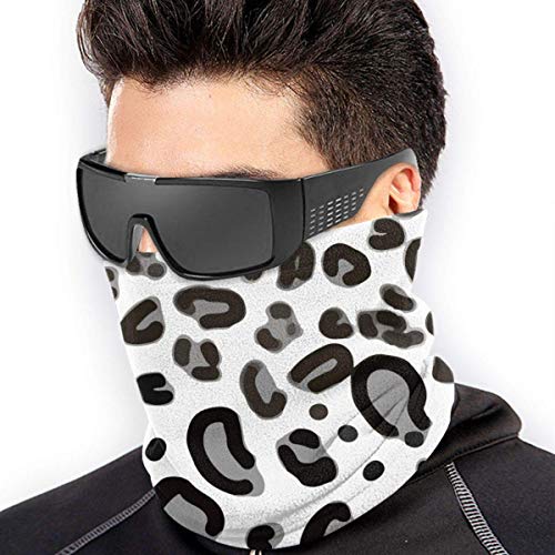 shenguang Microfiber Neck Warmer Leopard Print Greyscale Neck Gaiter Tube Ear Warmer Headband Scarf Face Mask Balaclava