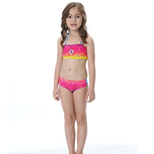 ShiyiUP 3pcs Traje de Baño de Cuello Hálter con Cola de Sirena Bikini Set para Niña