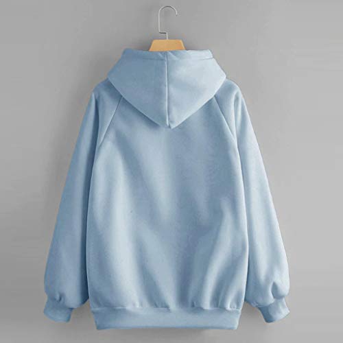 SHOBDW Liquidación Venta Moda para Mujer Sudadera con Capucha Pullover Blusa con Bolsillo Sólido Flojo 2019 Otoño Invierno Manga Larga para Mujer Tops (M, Azul)