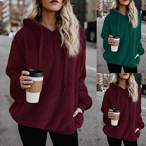 SHOBDW Liquidación Venta Mujer Sudadera con Capucha Suelta Tallas Grandes Jersey de Mujer Jersey otoño Invierno Manga Larga Remata Abrigo cálido(Verde,L)