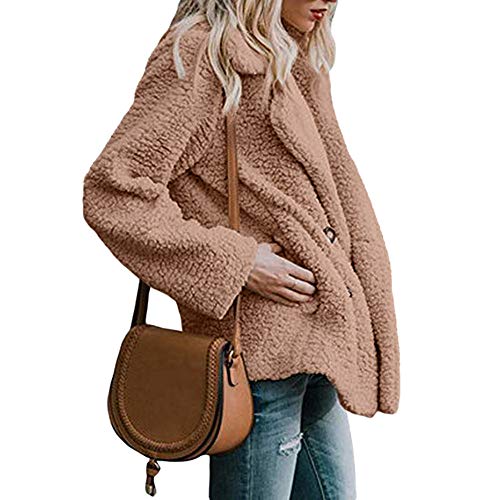 SHOBDW Mujer Chaqueta para Mujer de Moda Sólida Chaqueta Casual Otoño Invierno Tops de Manga Larga Parka cálida Outwear Abrigo para Mujer Turn Down Collar Overcoat Ladies Outercoat