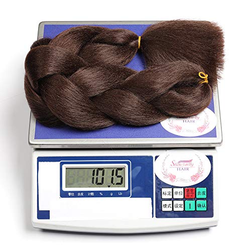 Showjarlly 5 Piezas Ombre Jumbo Braid Pelo Sintético 24 Pulgadas 100g Kanekalon Extensiones de Trenzado de Cabello Para Ganchillo Trenzado Trenzado de Pelo (5PCS, A4# Marrón Chocolate)