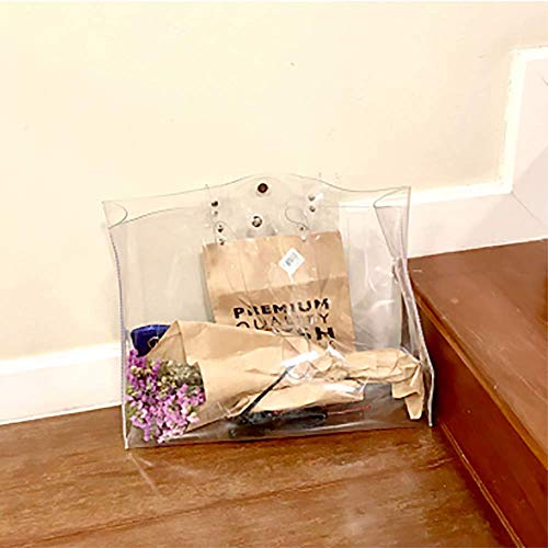 Shuny Bandolera transparente,Bolsa de playa transparente,Práctica bolsa de playa o neceser para productos de belleza y cosméticos,Moderna bolsa multiusos de plástico PVC.