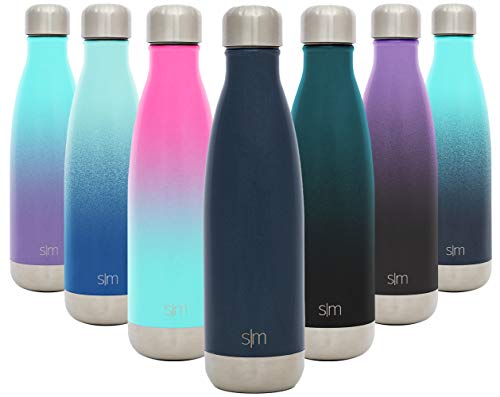 Simple Modern Wave 500ml Termo Botella Agua Acero Inoxidable, Botella Termica Mantiene el Frio por 24 horas Aislada al Vacío Doble Pared para Deporte café o viaje -Océano Profundo