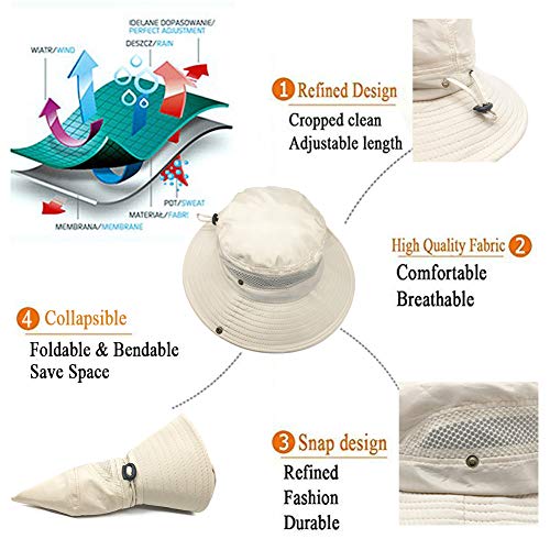 SIYWINA Hombres Sombrero de Pescador Verano Protección UV Sombreros de al Aire Libre