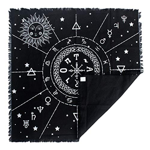 SM SunniMix 1pc Constellation Tarot Table Card Cloth Tassel 49cm Soft Fabric Square