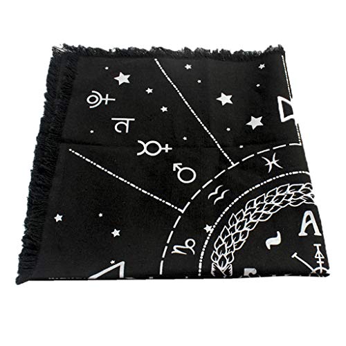 SM SunniMix 1pc Constellation Tarot Table Card Cloth Tassel 49cm Soft Fabric Square