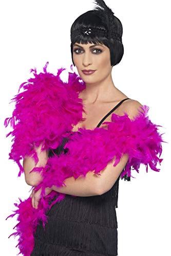 Smiffy's-38308 Boa Deluxe, Fucsia, Pluma, 180cm, 80g, Color, Applicable (38308)