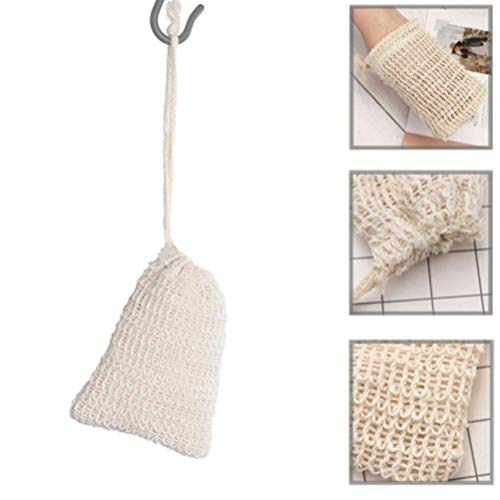 SODIAL 6 Piezas Bolsas de Jabón Exfoliante Natural Bolsas de Jabón de Sisal Hechas A Mano Sostenedor Bolsa de Ahorro de Jabón de Sisal Natural Bolsas Sostenedor para Jabon de Ba？o