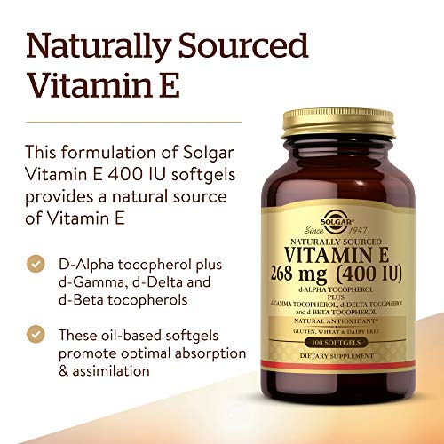 Solgar - vitamina E d-Alpha IU de tocoferol 400 - 100 cápsulas