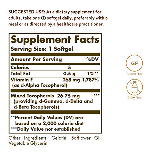 Solgar - vitamina E d-Alpha IU de tocoferol 400 - 100 cápsulas