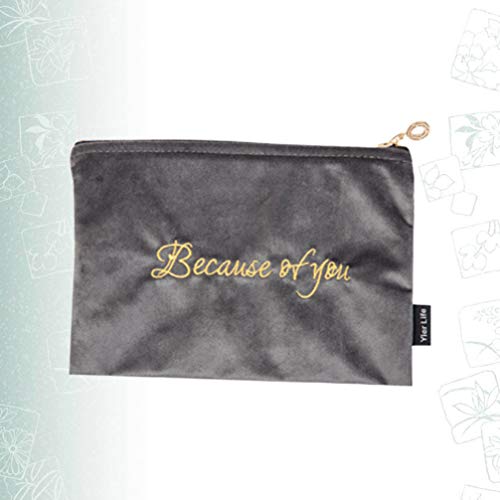 Solustre Bolsa de cosméticos Bolsa de Almacenamiento de lápiz Labial liviano Bolsa de Vestir Bolsa de cosméticos de Viaje Bolsa de Maquillaje con cordón Perezoso para Dama Mujer Niña (Gris Oscuro)