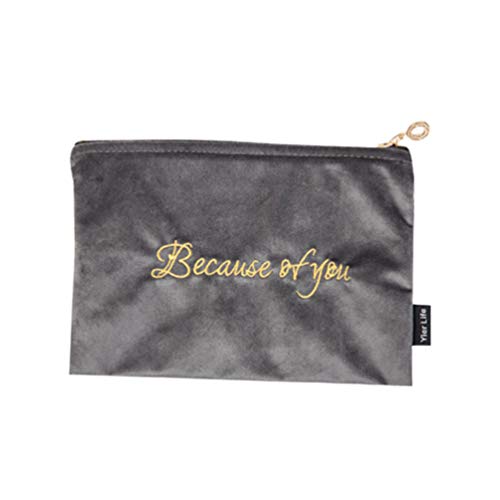 Solustre Bolsa de cosméticos Bolsa de Almacenamiento de lápiz Labial liviano Bolsa de Vestir Bolsa de cosméticos de Viaje Bolsa de Maquillaje con cordón Perezoso para Dama Mujer Niña (Gris Oscuro)