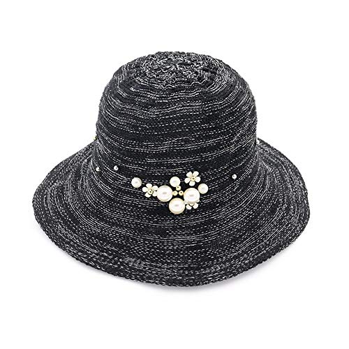 Sombrero Para El Sol Sombrero De Cuenca Para Cuentas De Uñas Elegante Flor Plegable Sombrilla Sombrero Moda Perla Sombrero De Pescador,D,One size