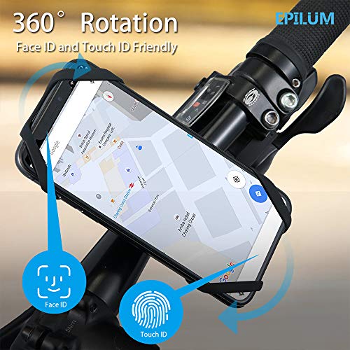 Soporte Movil Bicicleta, Universal Rotación 360° Desmontable Soporte Manillar de Silicona Soporte Movil para Bicicleta Motocicleta Ciclismo GPS Nacigatore para iPhone 11 8 Plus X XS MAX XR Samsung