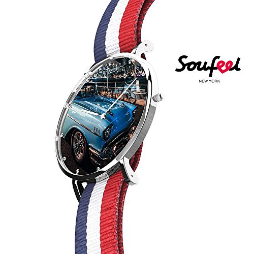 SOUFEEL Reloj Personalizado Foto y Grabado Caracteres Banda Nylon Impermeable Ultra-Delgada Clásico Regalo para Familia Mujer Novia Bebe Nuevo con Caja Elegante