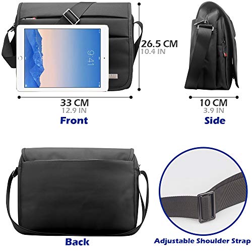 SPAHER Bolso de Hombro para Hombre maletín iPad Laptop Work Messenger Bolso de Negocios Escuela Crossbody Bolso de Mano Bolso de Viaje Prueba de Agua para portátil MacBook Air 11.6" Negro