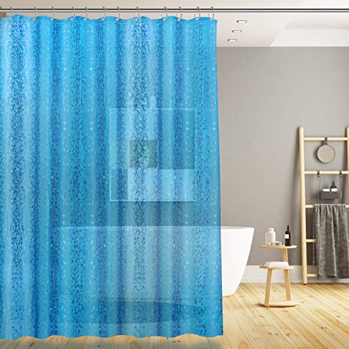 SPARIN Cortinas baño Antimoho, Antibacteriana, EVA Cortina Ducha Azul Impermeable Efecto Cristal 3D con 12 Ganchos Blancos [Respetuoso con el Medio Ambiente] [Lavable] [180x200cm]