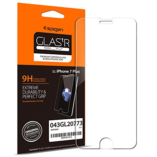 Spigen, 1 Pack, Protector Pantalla iPhone 8 Plus / 7 Plus, Vidrio Templado, Dureza 9H, Compatible con Fundas, Alta Definicion, Sin Burbujas, Anti-Arañazos, Anti-Huellas Dartilares