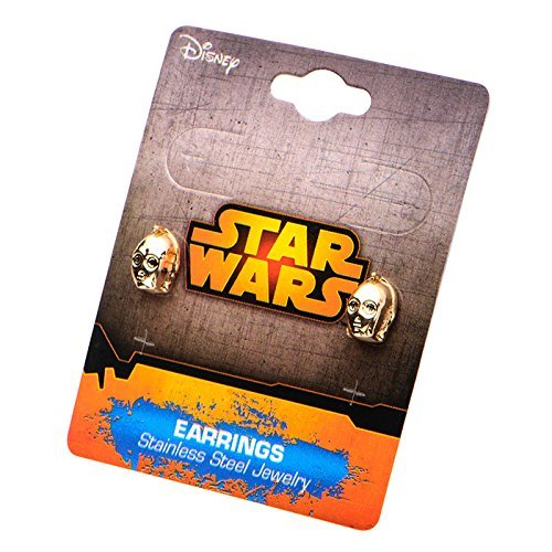 Star Wars adultos oficial oro IP 3d C-3PO cara Stud Pendientes