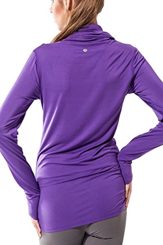 Sternitz Camisa Fitness para Mujer, Bhakti Hoodie, Ideal para Hacer Pilates, Yoga y Cualquier Deporte, Tela de bambú, ecológica y Suave. Cuello Largo. (S, Morado)