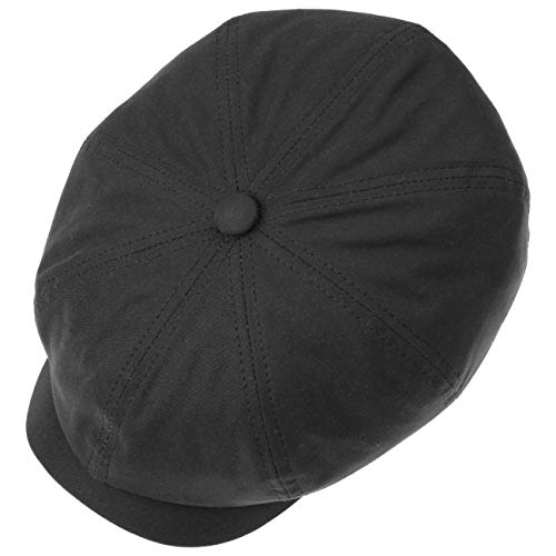 Stetson Gorra Hatteras Waxed Cotton Mujer/Hombre - Made in Germany protección contra la Lluvia Gorro Oilskin Solar con Visera, Forro Verano/Invierno - 57 cm Negro