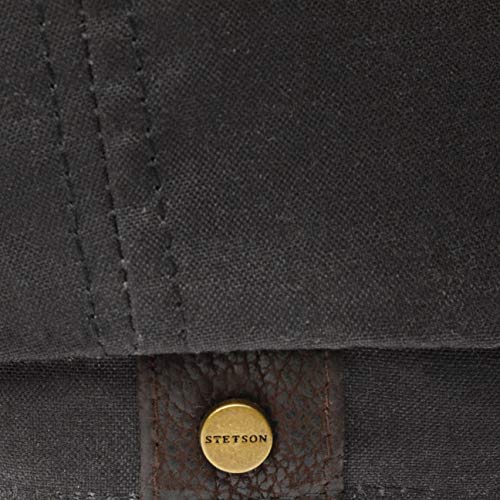 Stetson Gorra Hatteras Waxed Cotton Mujer/Hombre - Made in Germany protección contra la Lluvia Gorro Oilskin Solar con Visera, Forro Verano/Invierno - 57 cm Negro