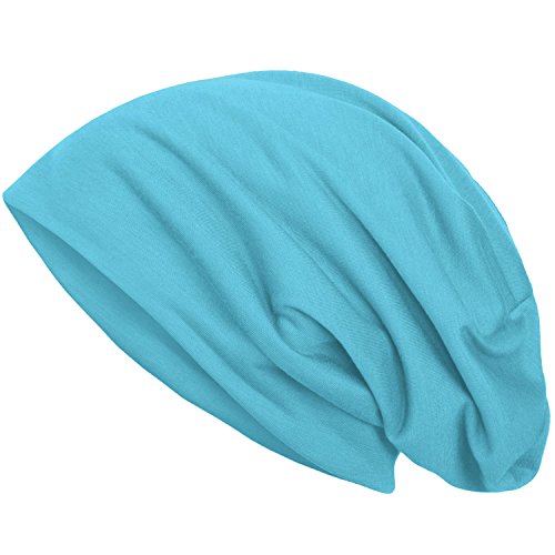 style3 Gorro Slouch Beanie de Fino Tejido de Punto Transpirable y Ligero, Gorro Unisex One Size, Color:Aqua