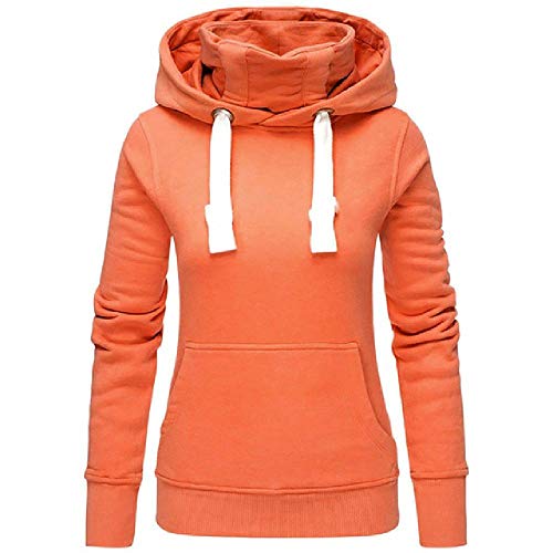 Sudaderas con capucha para mujer, cuello alto y manga larga, con capucha, sudadera con capucha y bolsillo Naranja naranja XXL