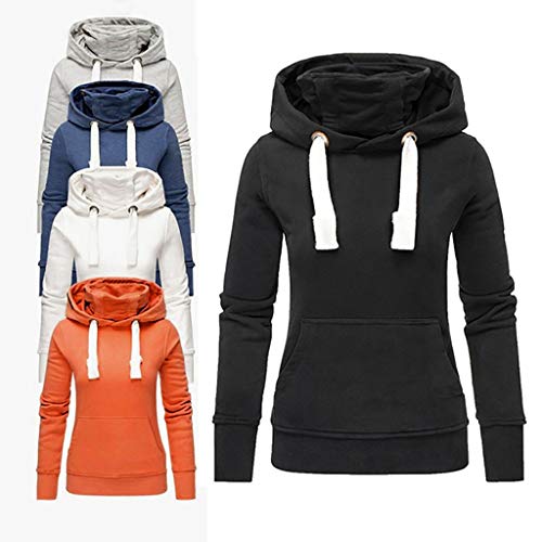 Sudaderas con capucha para mujer, cuello alto y manga larga, con capucha, sudadera con capucha y bolsillo Naranja naranja XXL