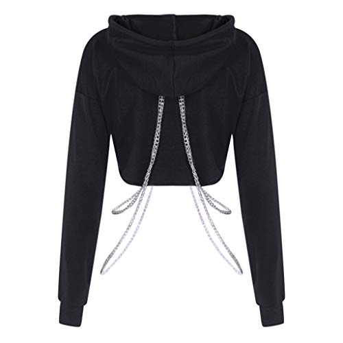 Sudaderas con Capucha para Mujer Tumblr Cortos Otoño 2019 PAOLIAN Sudaderas Deportiva Invierno Adolescentes Chica Moda con Cadena Camisetas Manga Largas para Mujer Casual