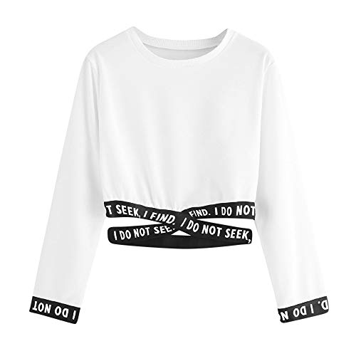 Sudaderas Sin Capucha Corta Tumblr Deporte Primavera Invierno para Mujer,PAOLIAN Camisetas Manga Largas Adolescentes Chicas Suéter Hoodie Hueco Tops Estampado Alfabeto Rebajas Talla Grande