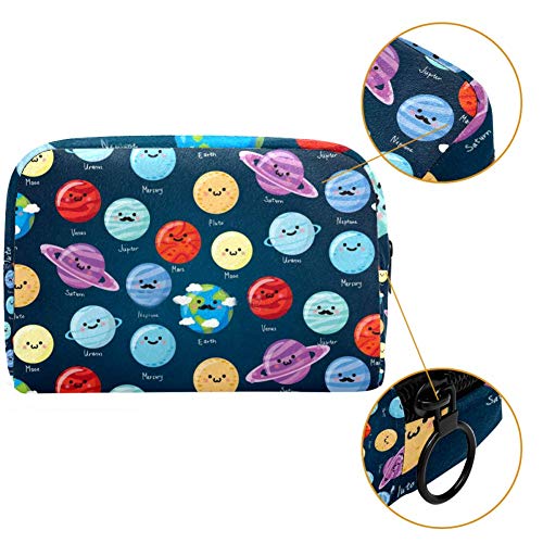 Sun, Stars and Moon - Bolsa de maquillaje con cremallera negra para mujeres y niñas