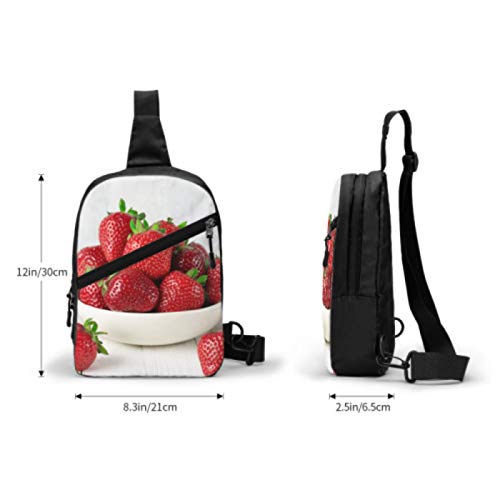 SUUJ Mochila con Honda, Viaje, Senderismo, Mochila, montón, Fresas Frescas, Cuenco de cerámica, en el Pecho Plegable, Bandolera, Bandolera