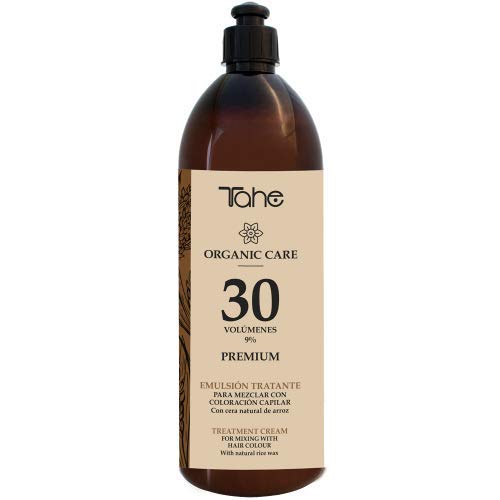 Tahe Emulsión Tratante Organic Care | Emulsión Oxigenada para la Mezcla de Coloración Capilar, Para Cobertura de Canas Difícil. Ingredientes ECO-certificados y Animal Friendly. 30 Vol 900 ml